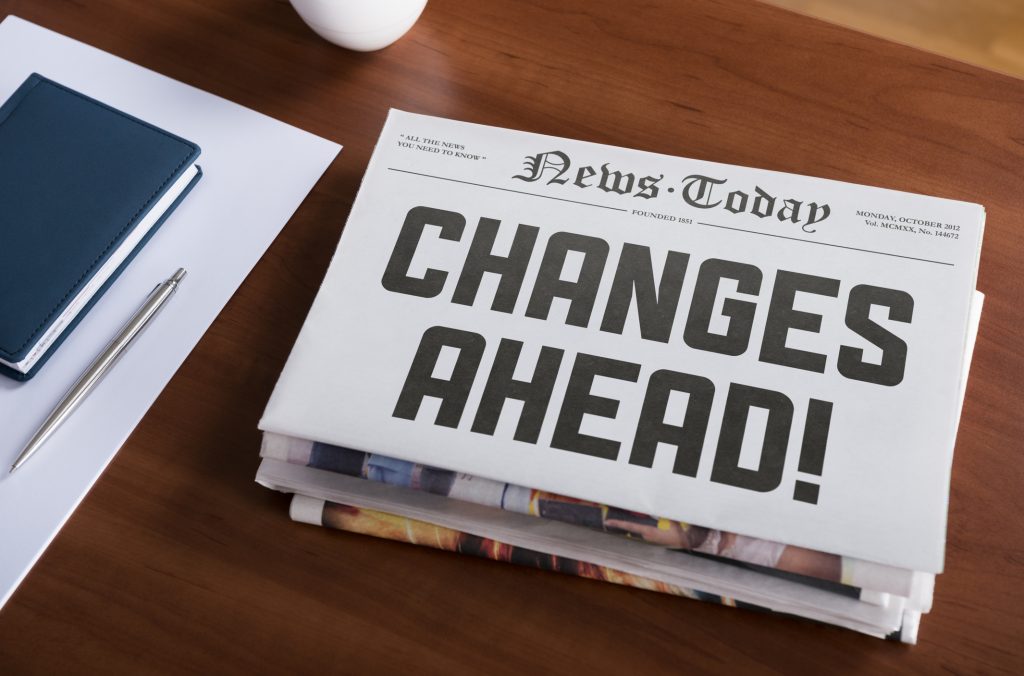 image of newspaper that says changes ahead